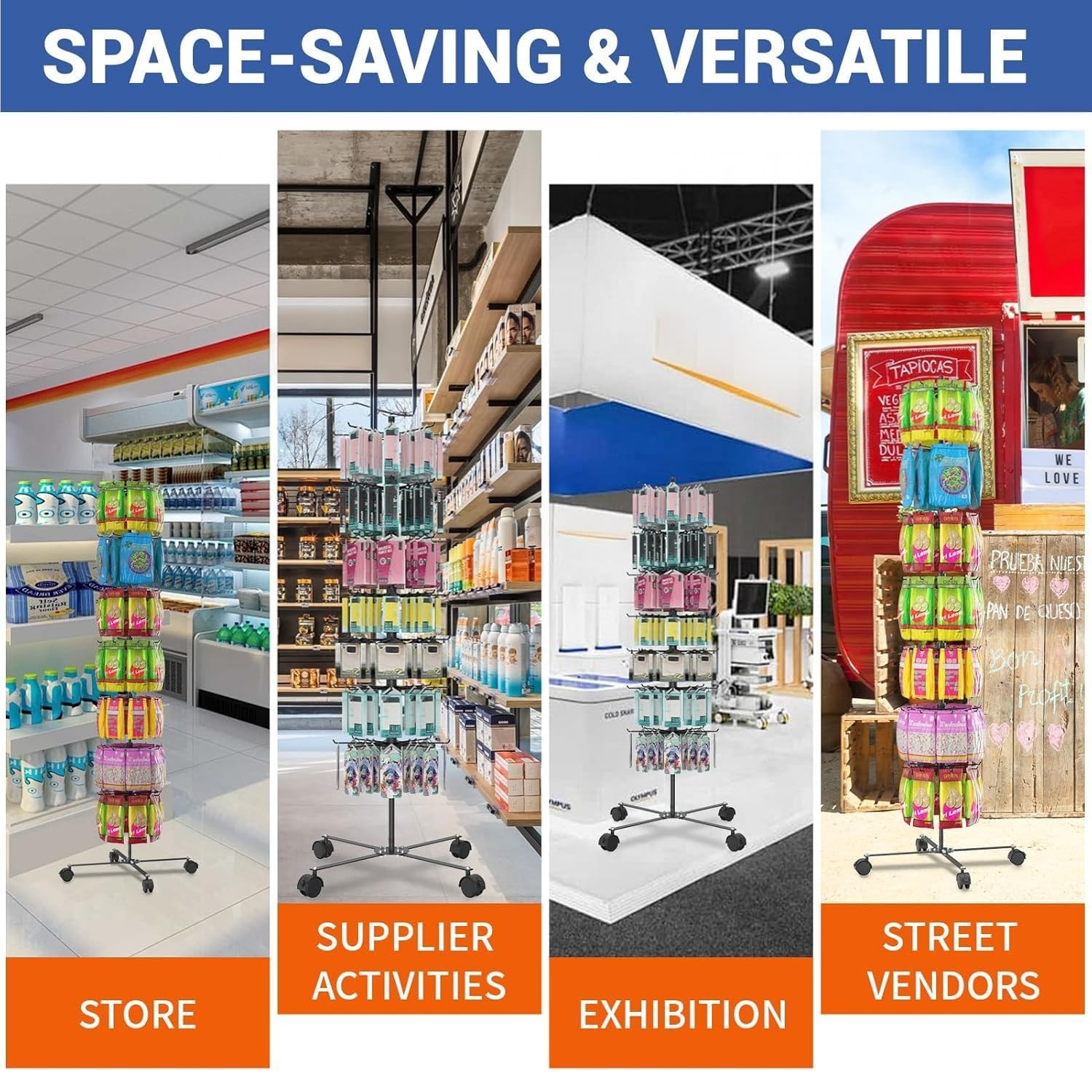 7-Layer 360° Rotating Jewelry Display Stand – Alloy Steel Vendor Rack for Access