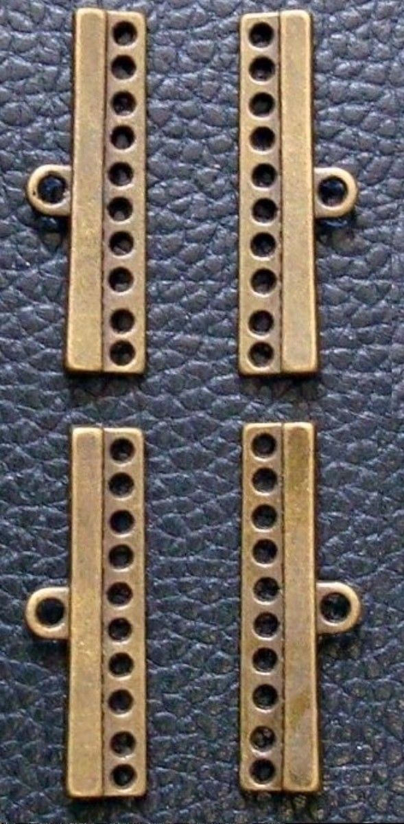 10 hole separator spacer bars multiple strand necklace bronze plt 4pcs FPC176