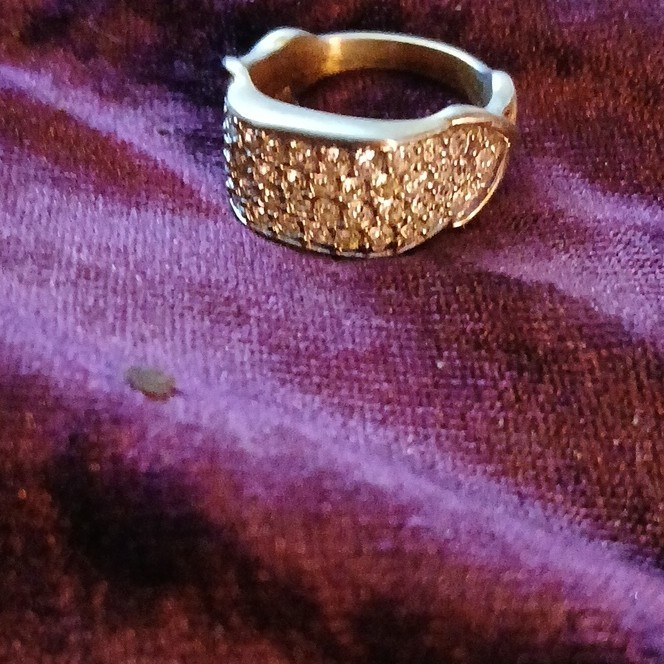 Gold Tone Crystal Pavé Band Ring Size 8 White/Colorless Stone Pre-Owned