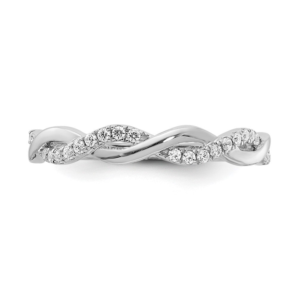 10k White Gold 1/8 Ct Lab Grown Diamond Complete Twist Wedding Band Ring Size 7