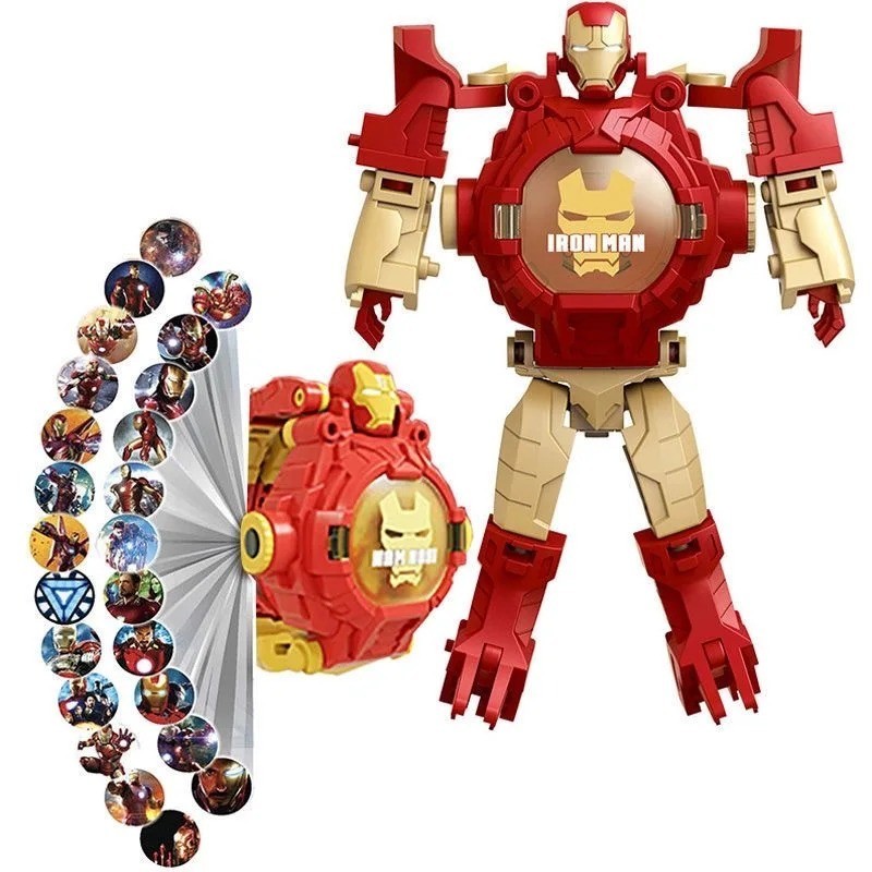 Fashion 24 Projection Patterns Spiderman Children Watches for Boy Deformation