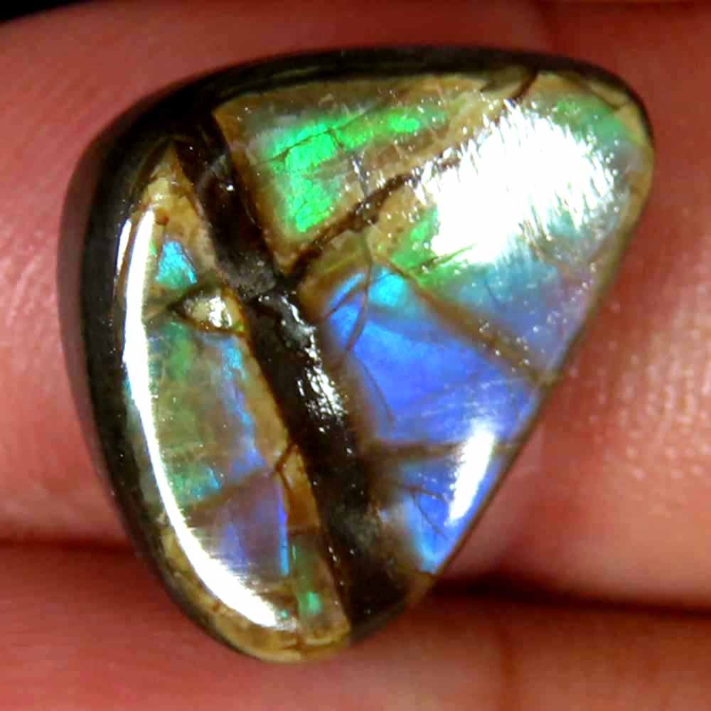 9.45Cts Charming 100% Natural Ammolite Canadian Cab 12x16x4mm Original Gemstone