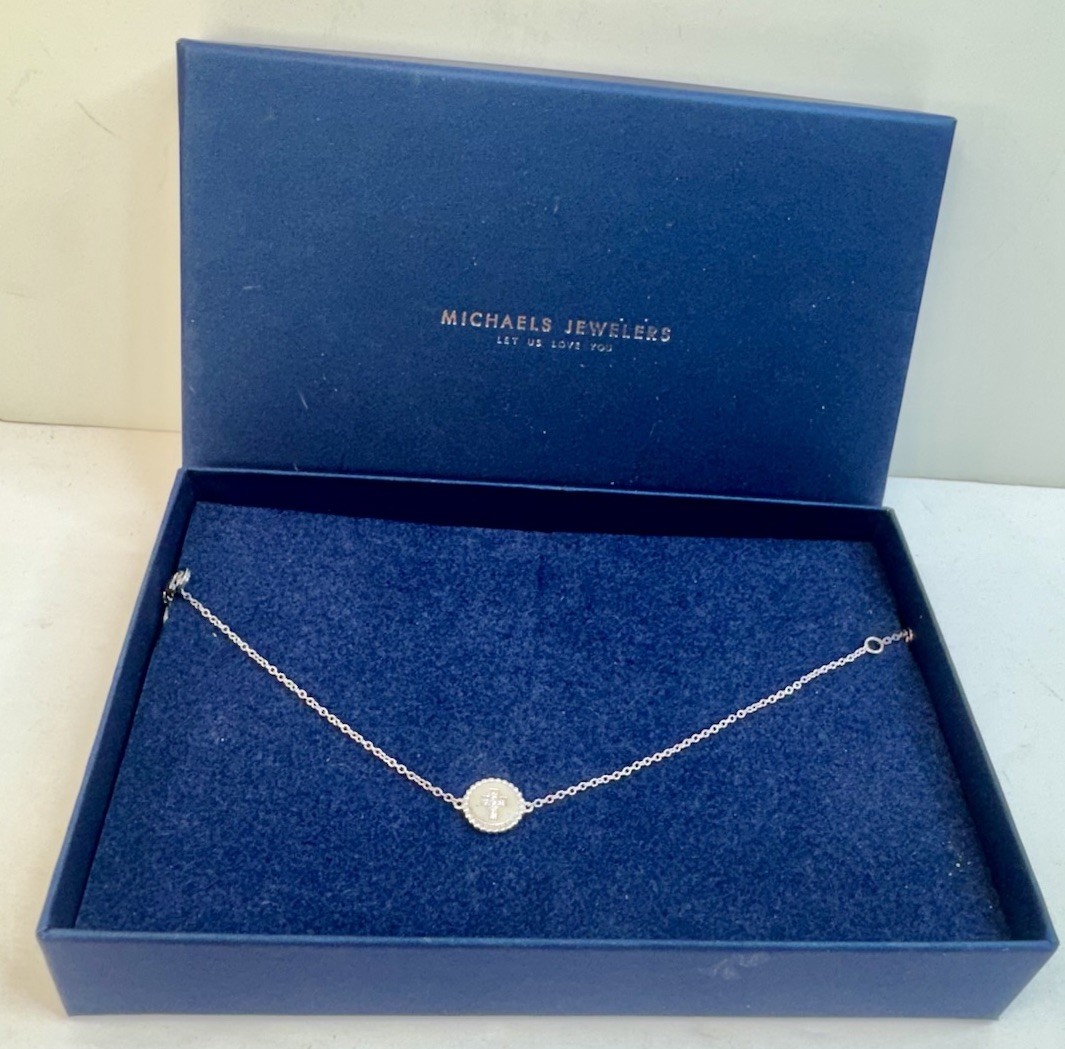 NEW Gabriel & Co Cross Bracelet 925 Sterling Silver Diamond .03ct Bujukan NIB NY