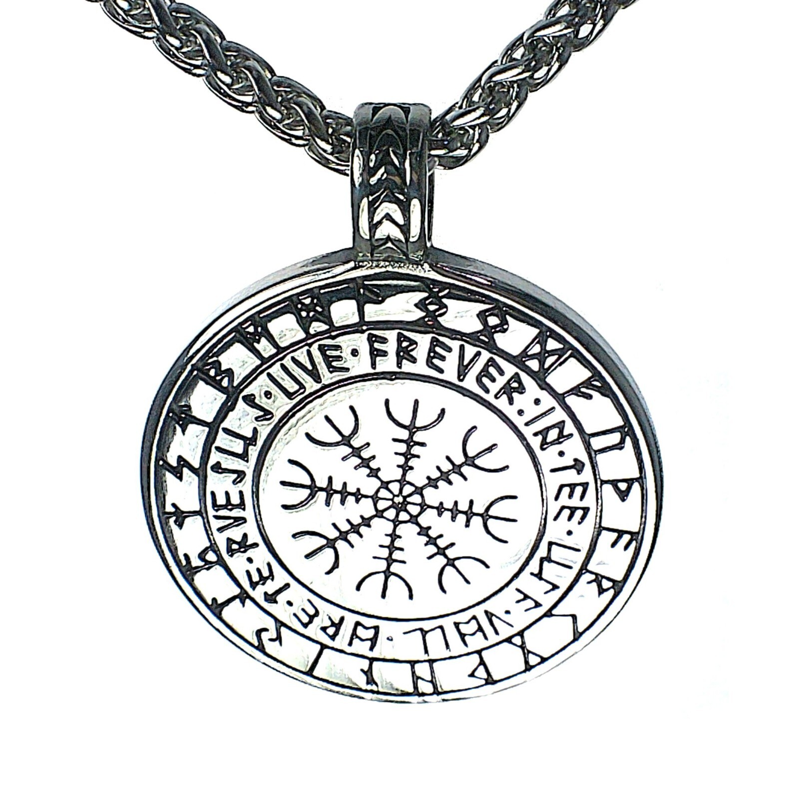 Jormungandr Viking Necklace Stainless Steel Norse Celtic Dragon Pendant Chain