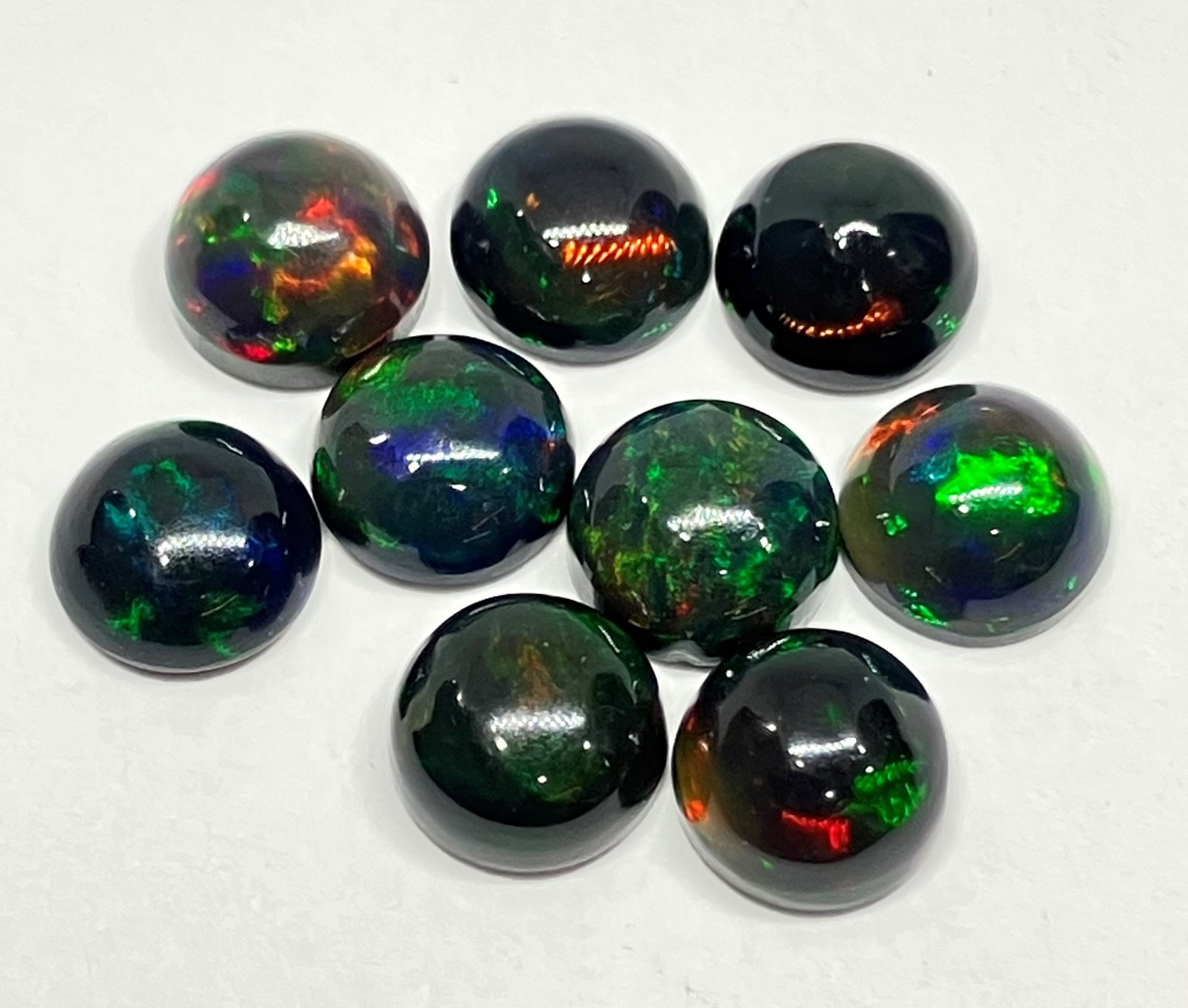 AAA Natural Ethiopian Black Opal Round Flat Back Loose Gemstone For All Jewelry