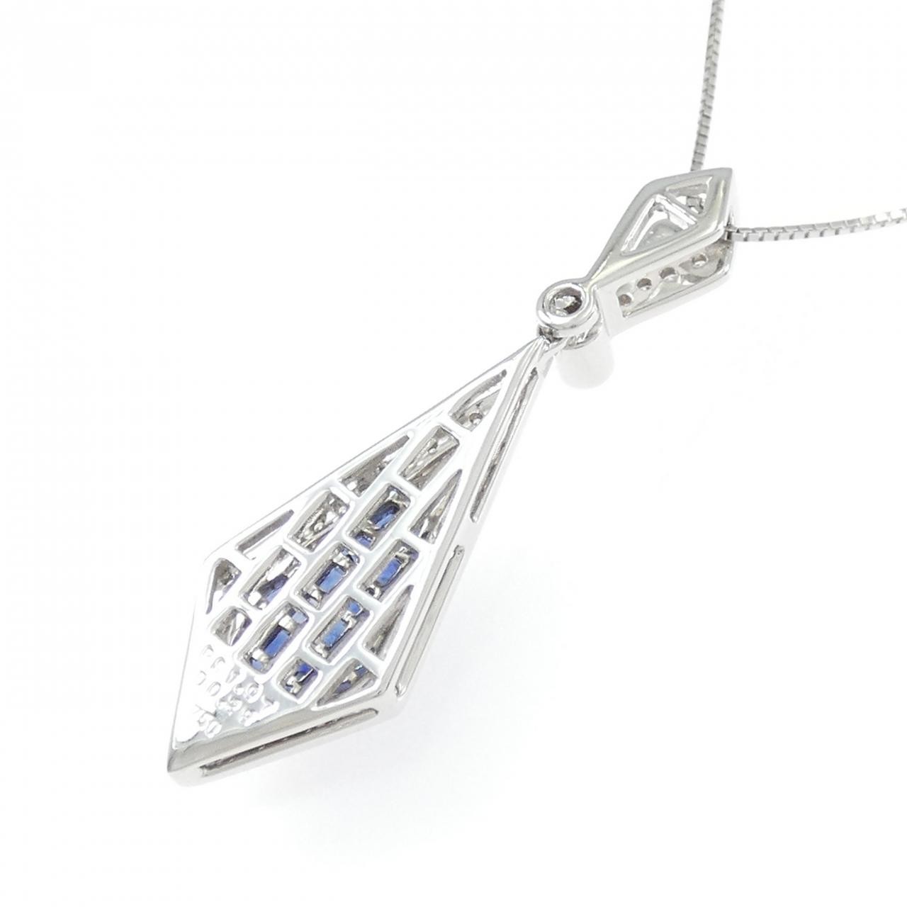Authentic 750WG/K18WG Sapphire Necklace 1.97CT #270-004-157-7926