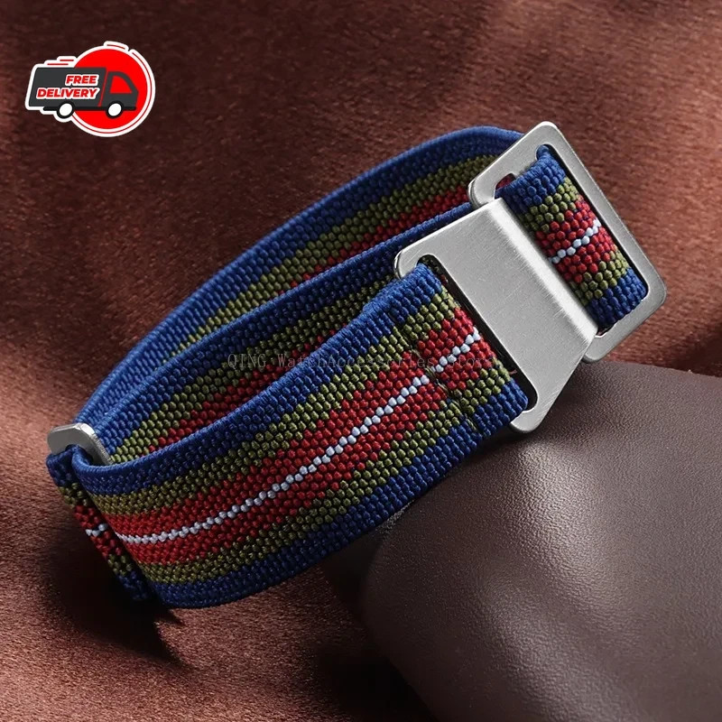 18/20/22mm Elastic Nylon Watch Band French Military Style Sport Strap Men Women