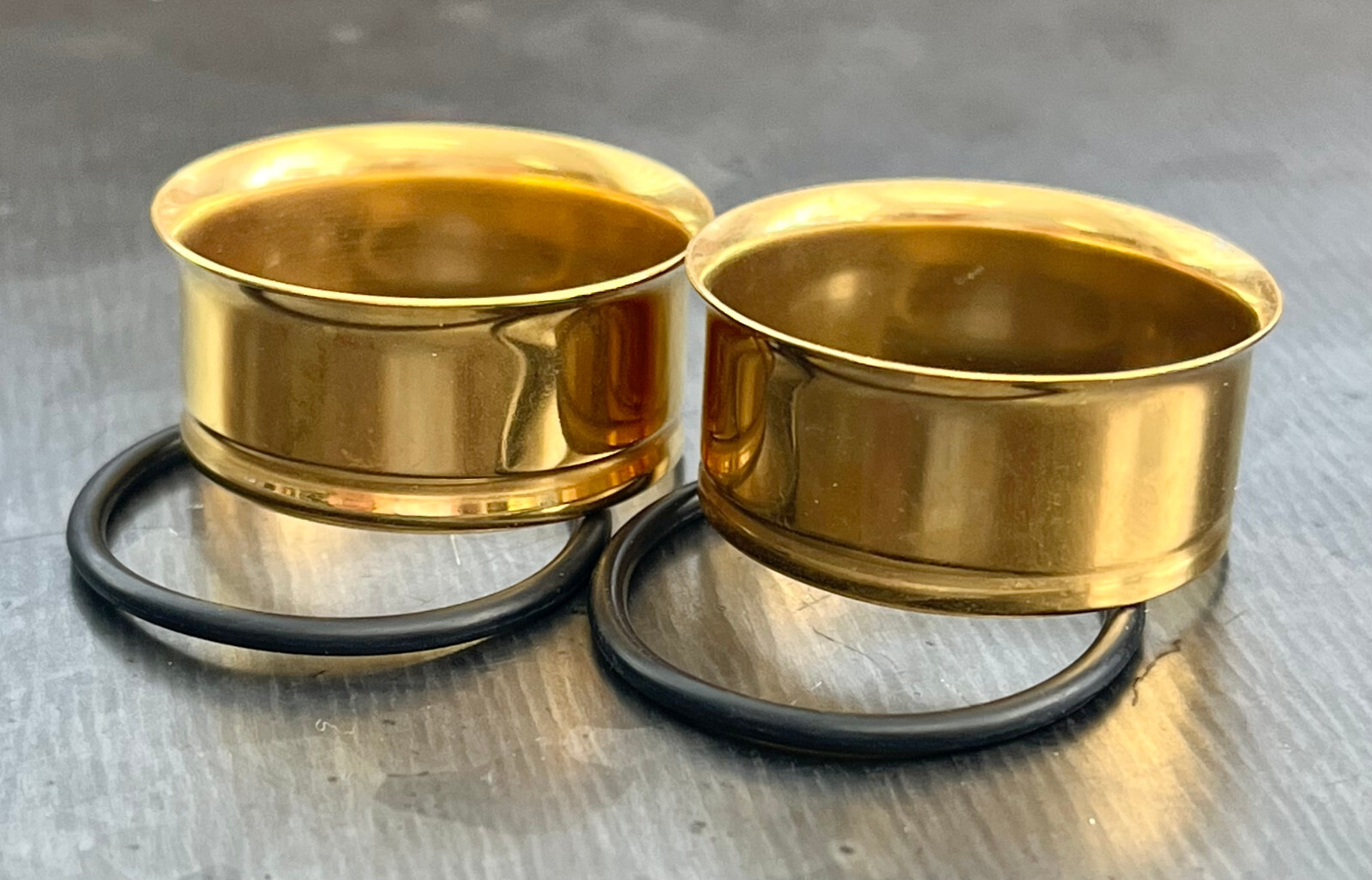 PAIR Gold Plated Single Flare Tunnels Ear Plugs Earlets Gauges