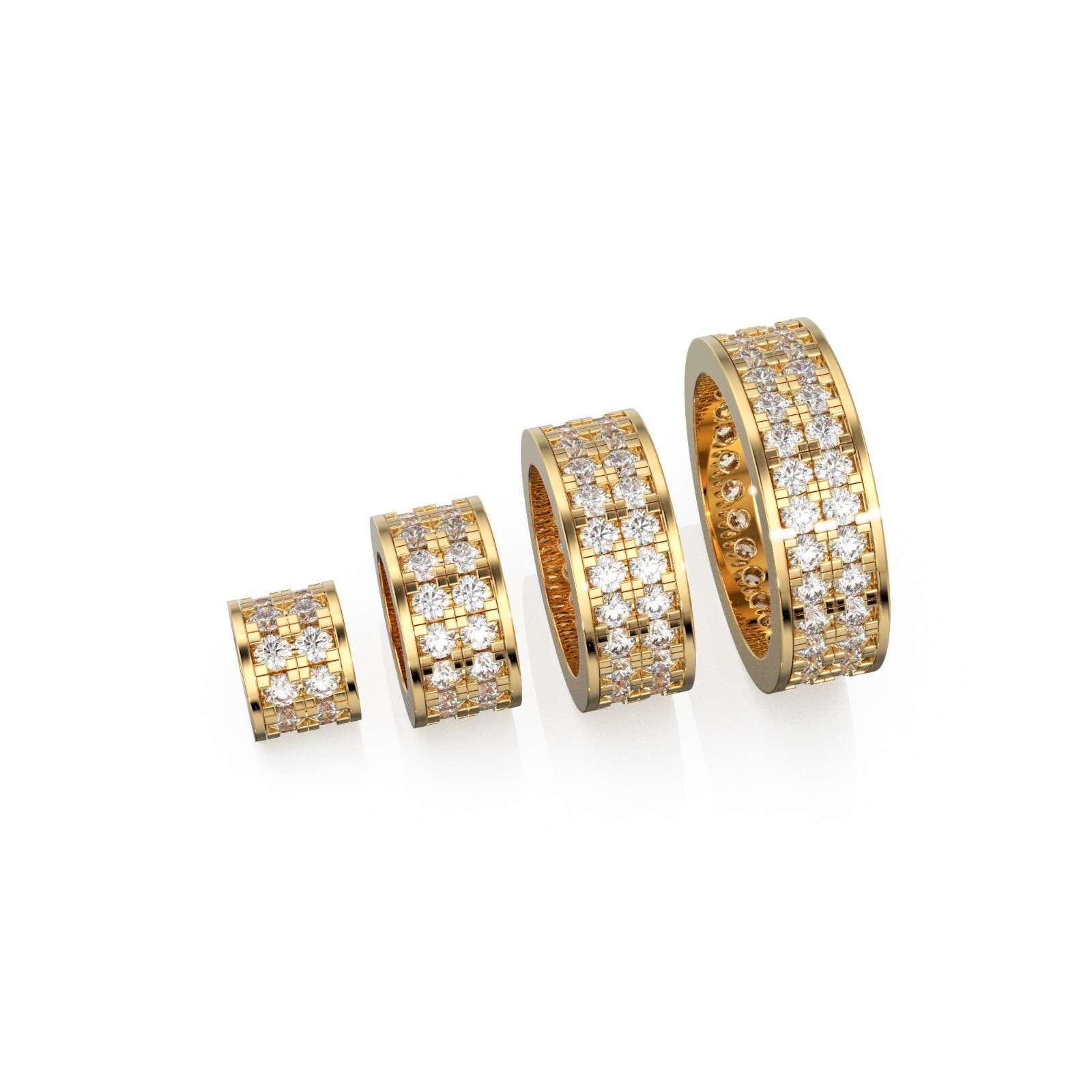 2 Row Diamond Rondelle Bead 18k Solid Gold Spacer French Pave Finding
