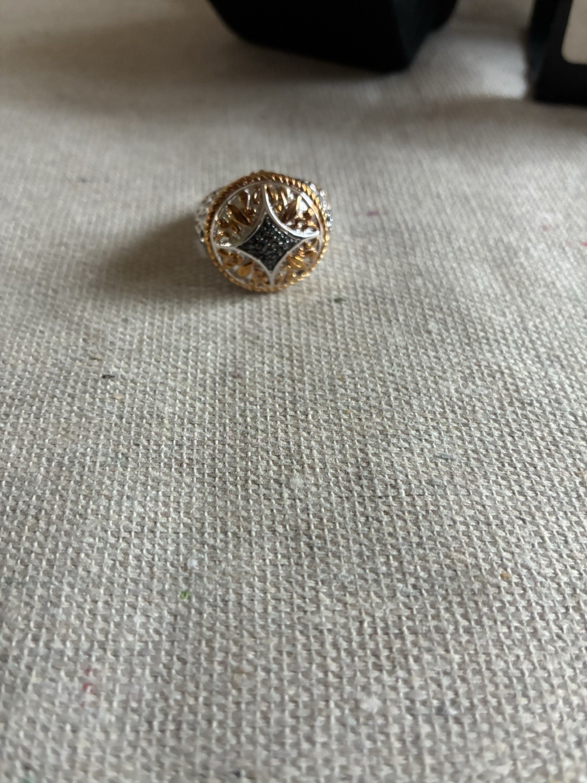 Victoria Wieck Beverly Hills Silver Banded Ring With Blue Stone Centerpiece Ring