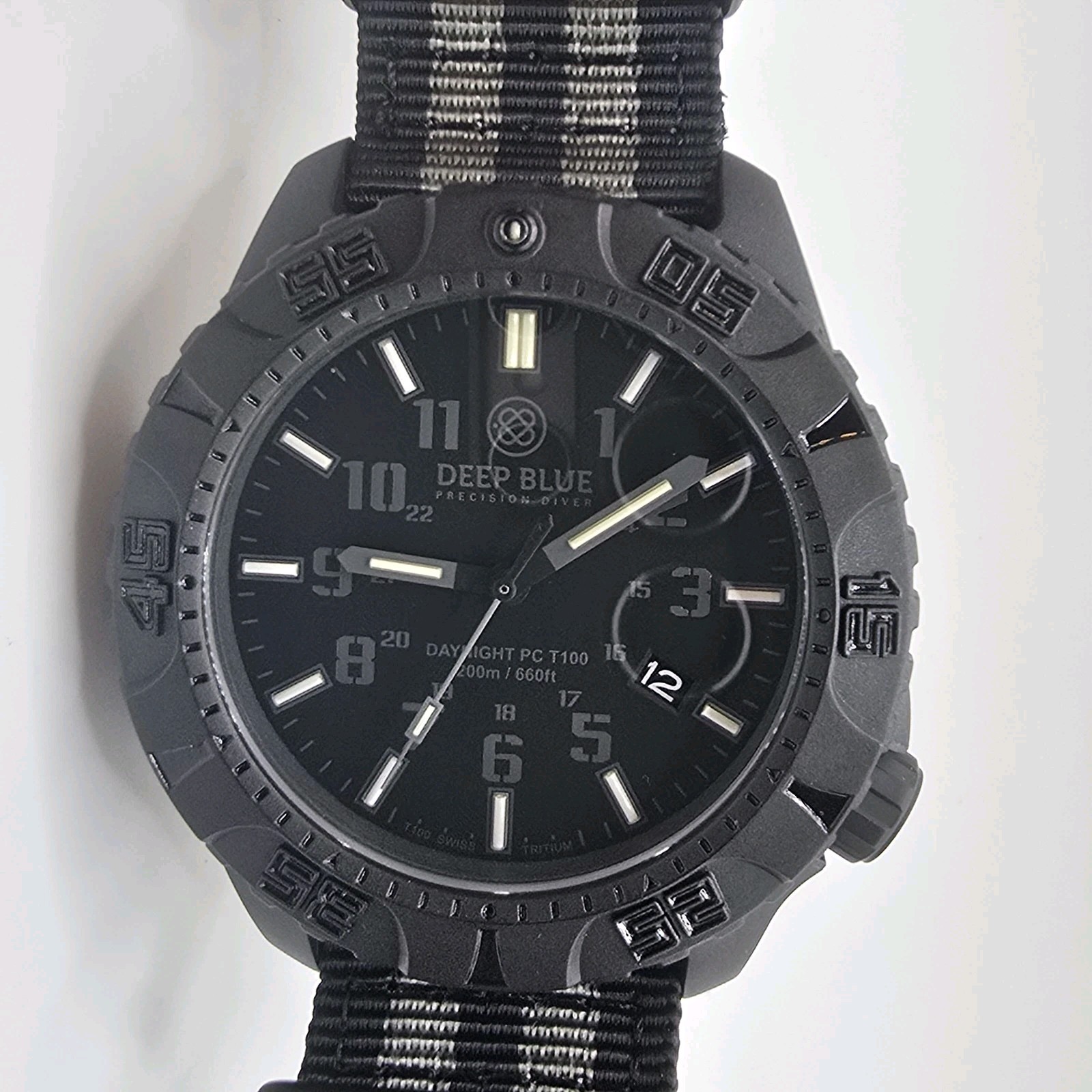 Deep Blue Men’s Daynight PC Automatic Watch Black Dial 44mm T 100