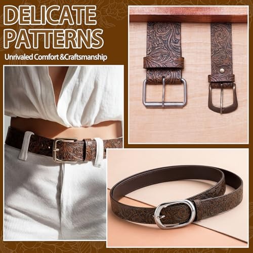 72 Inches Embossed Faux Leather Straps for Crafts 2 Inch Wide brown patterned