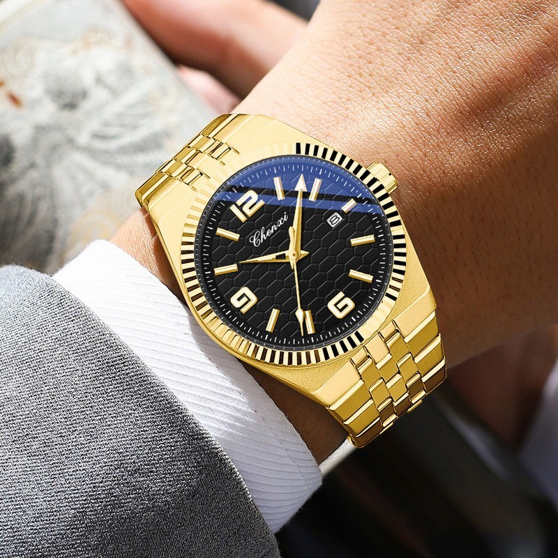 CHENXI Men’s Gold Luminous Calendar Casual Business Automatic Mechanical Watch
