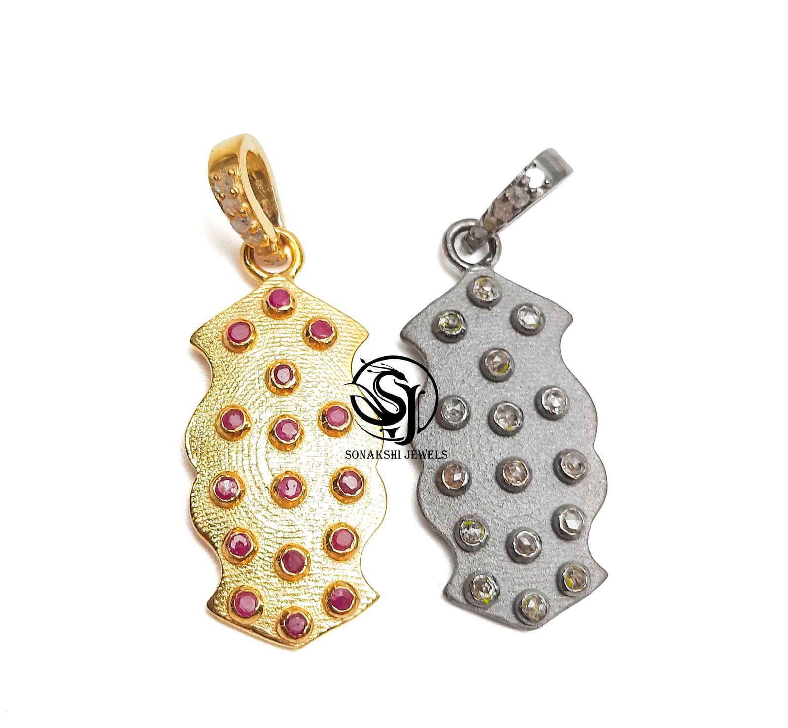 Handmade Ruby & Diamond Pave Sterling Silver Pendant – Anniversary Gift