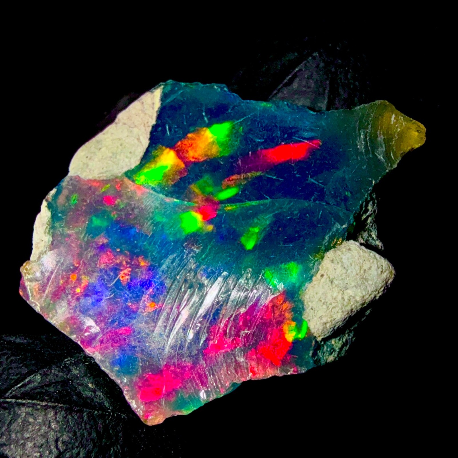 10 Ct Opal Rough, Jewelry Grade Black Welo Ethiopian Opal Rough, Multi Fire Opal