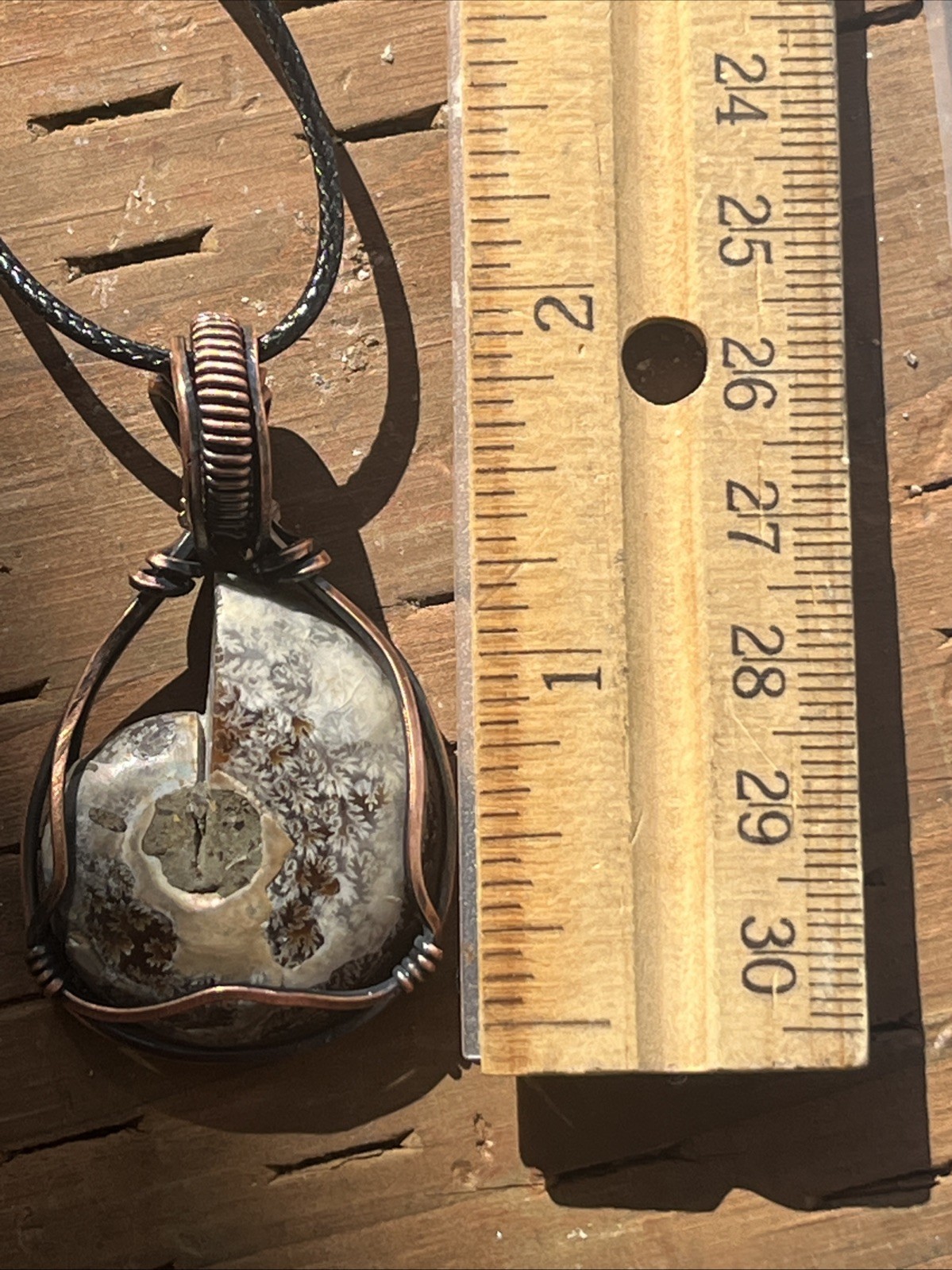 Ammonite ~ Handmade copper wire wrapped pendant 9a