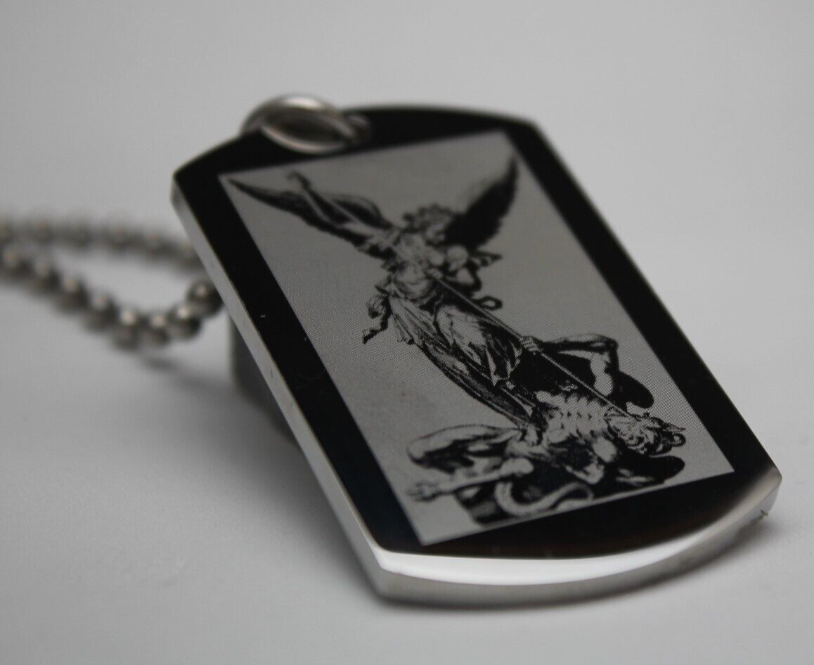 ST. MICHAEL IMAGE PRAYER SOLID THICK STAINLESS STEEL PRAYER DEFEATING SATAN