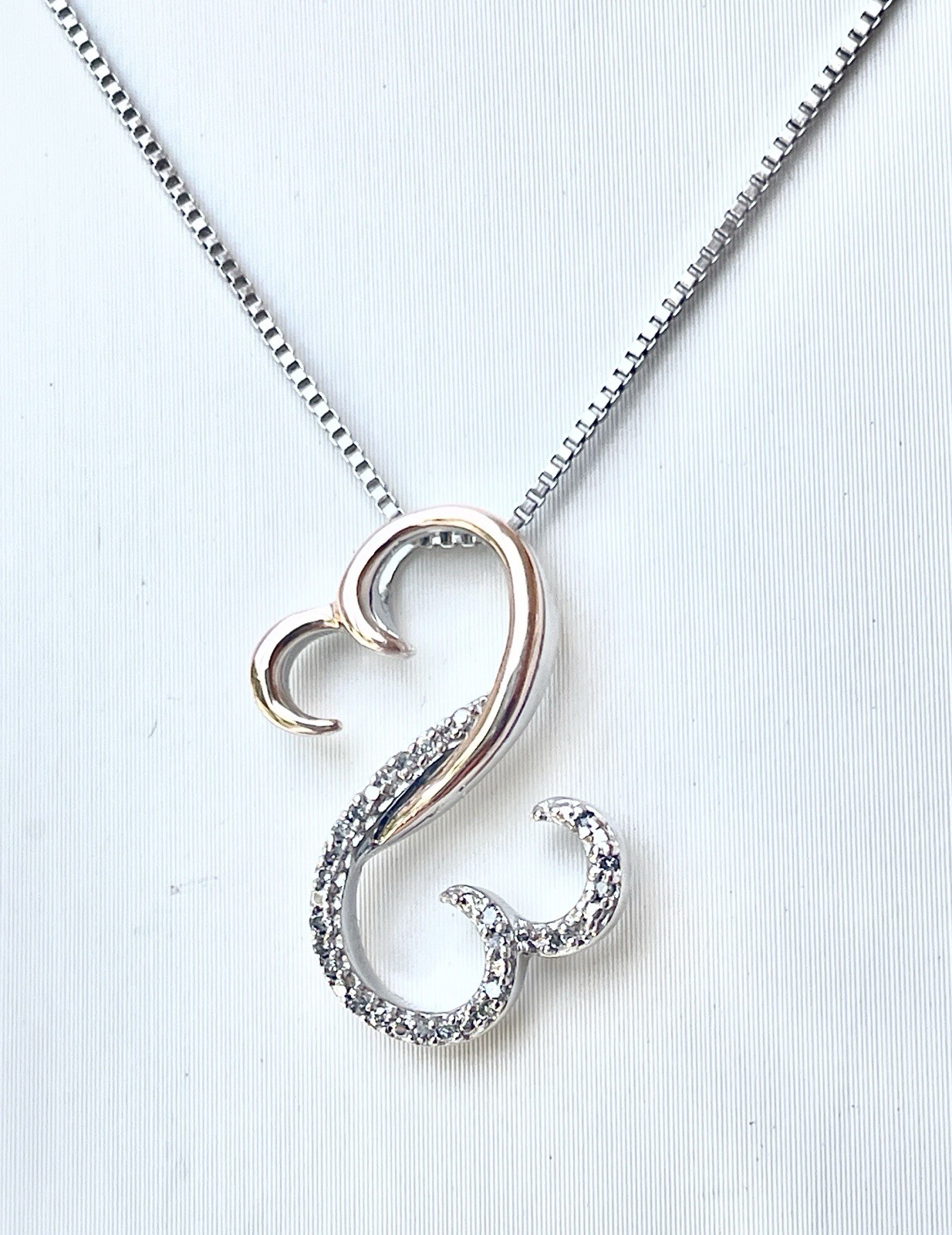 Jane Seymour Open Hearts Diamond Sterling silver, 10K Rose Gold Necklace MRP$199