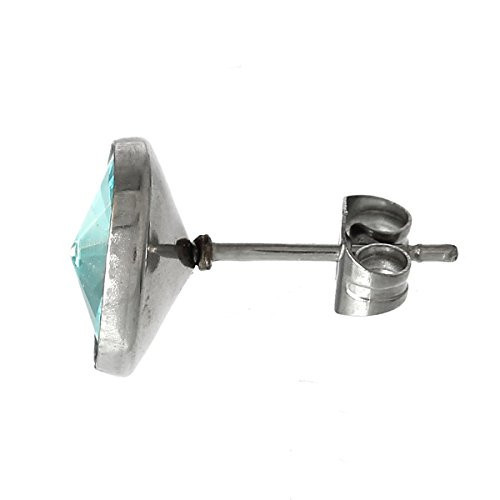 March Birthstone Stainless Steel Post Stud Earrings with Rhinestone
