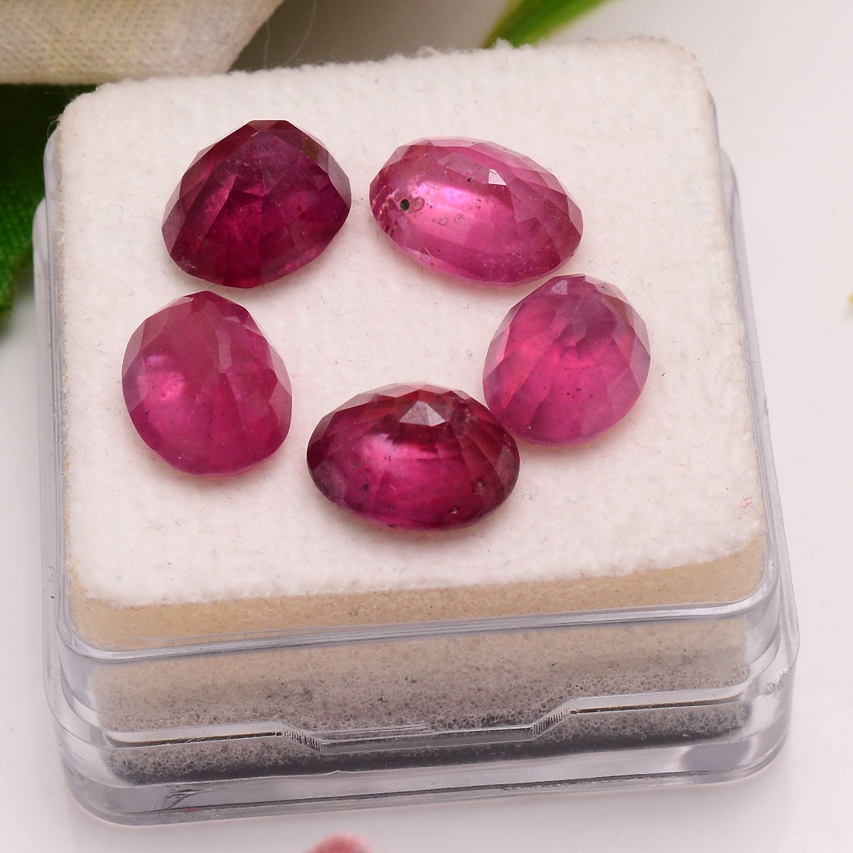 Royal Red~ Set Of 5 Pcs Natural Mozambique Ruby 9.72-10.33mm Oval Cut Gemstones