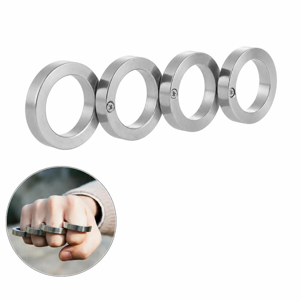 4PCS Rotatable Foldable Ring Set For Men Jewelry Stainless Steel Knuckles Rings