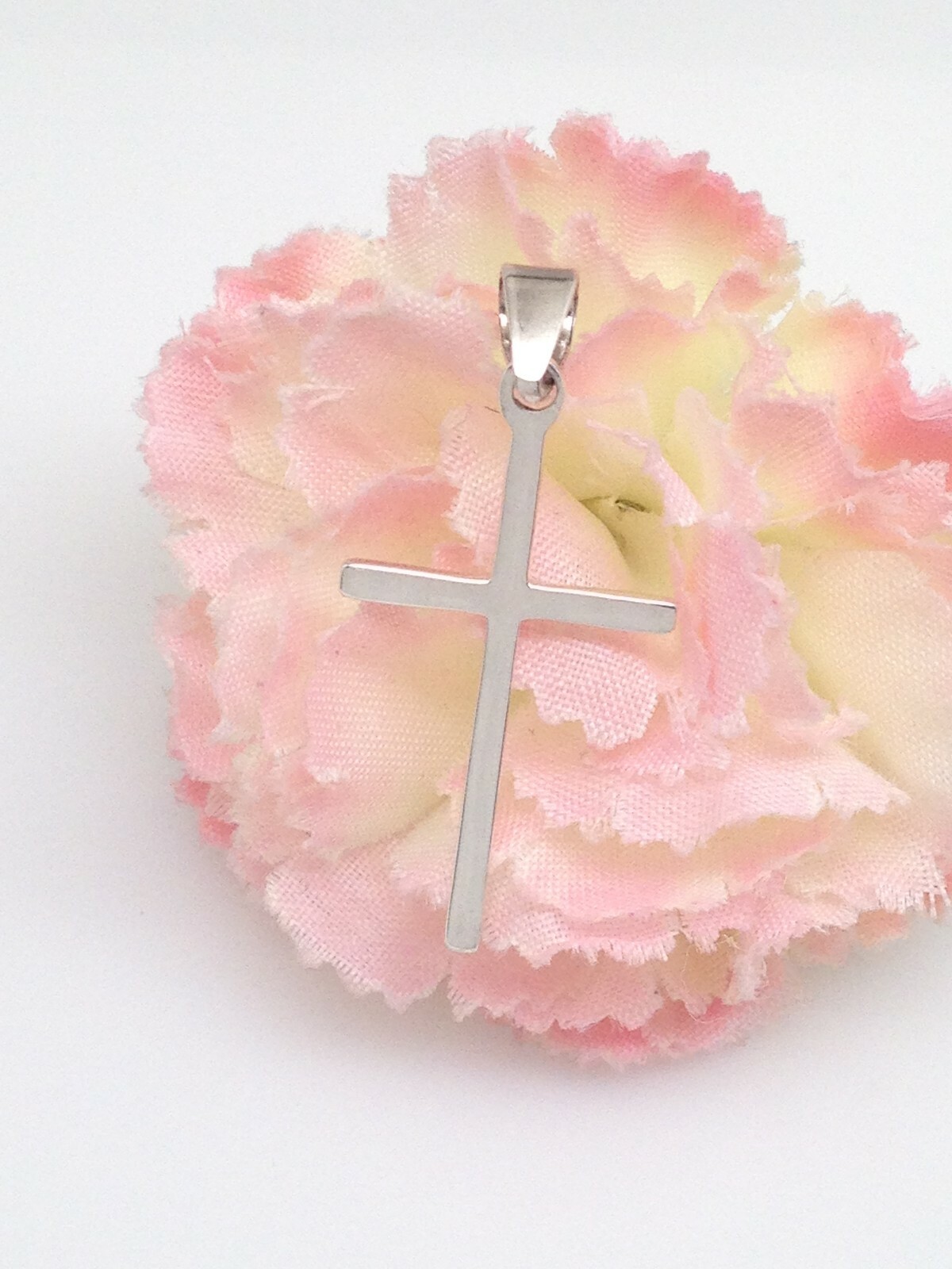 925 Sterling Silver Small Plain Cross Pendant Mens Womens 26mm(1.02″)/33mm(1.3″)