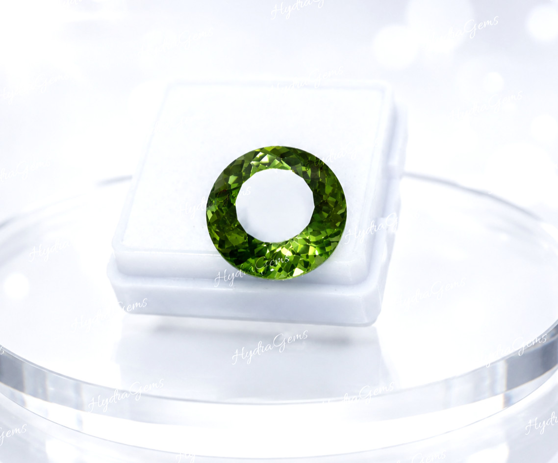 Certified Olive Green Tourmaline Afghanistan 14.85 Ct Round Cut Loose Gemstone