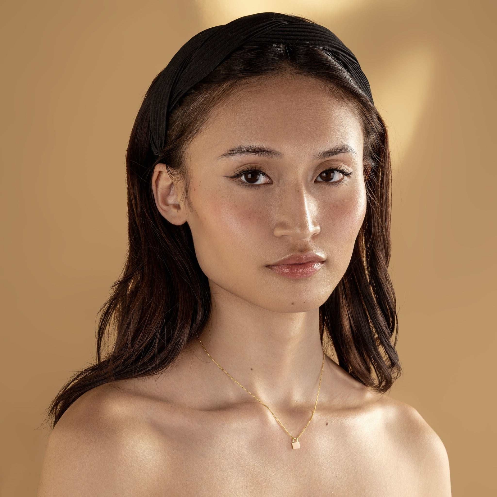14K Gold Plated Brass Padlock Choker Minimalist Women Necklace