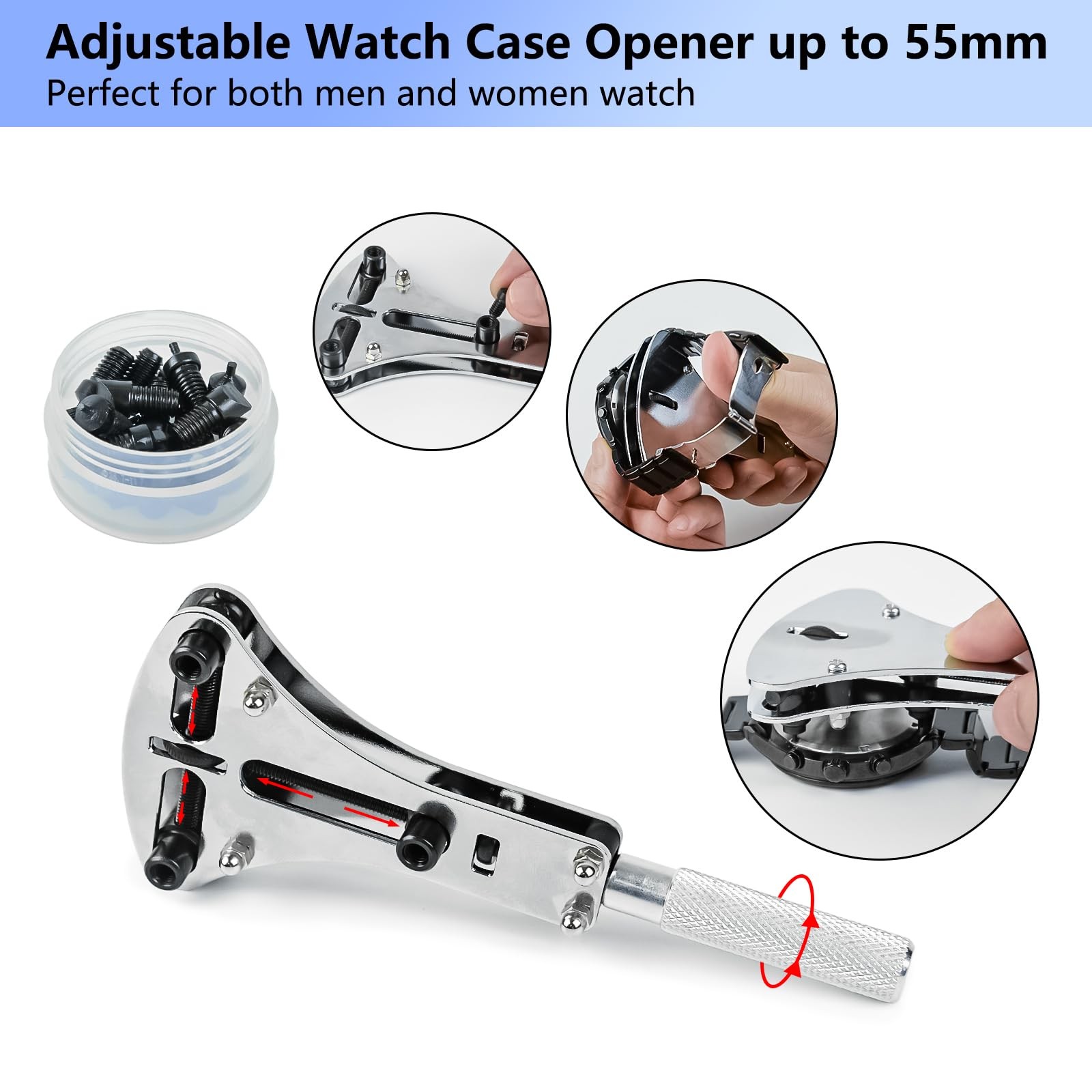 Watch Repair Kit with Press, Band Link Pin Tool, Battery Replacement Tools