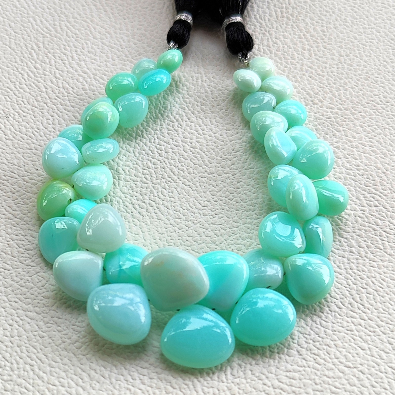 Peruvian Blue Opal Smooth Heart Beads 7-13mm Gemstone Beads 7″ Strand
