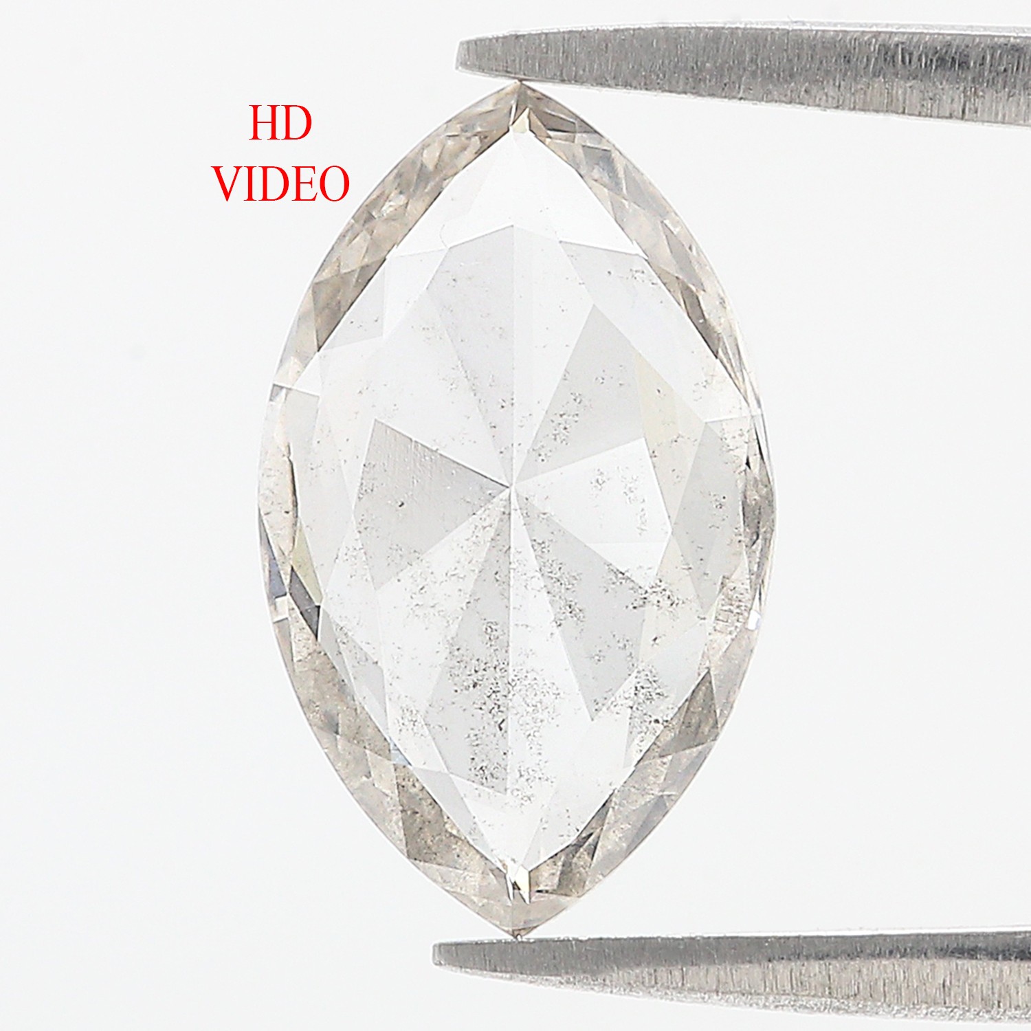 1.87 CT Marquise Rose Cut Salt And Pepper Lab Grown 14.60 MM CVD Diamond L3569