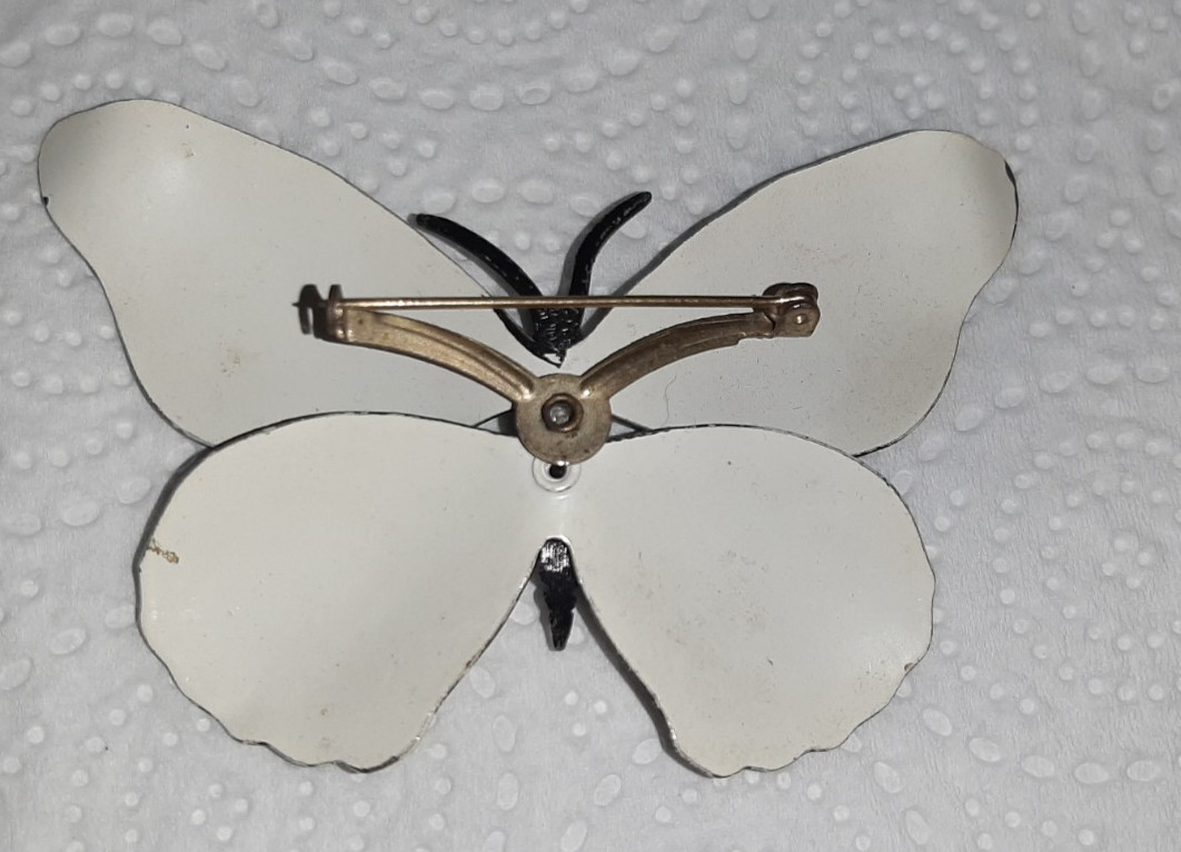 Black Gray White Butterfly Enamel Metal Pin Brooch
