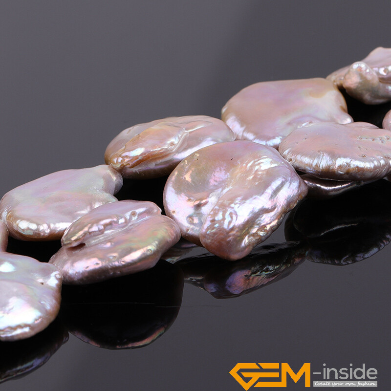 AAA Natural Baroque Big Nucleated Edison Coin Pearl Beads For Jewelry Making 15″