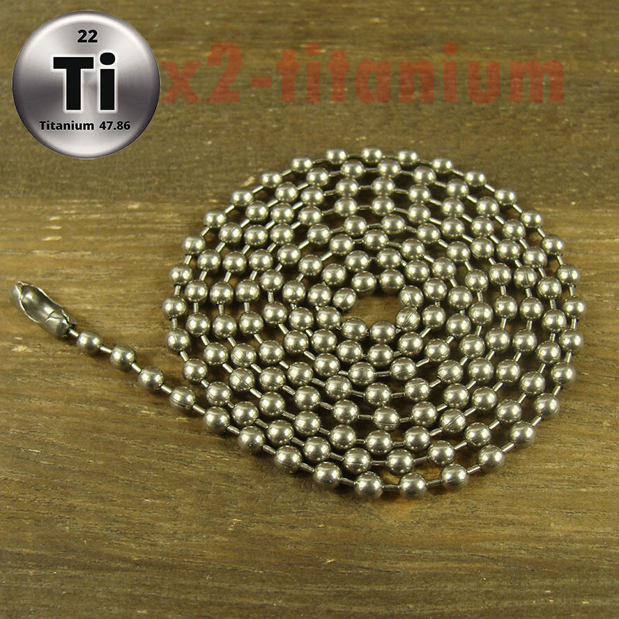 Pure Titanium Ti 3mm ball bead chain necklace anti-allergy Military XTi030