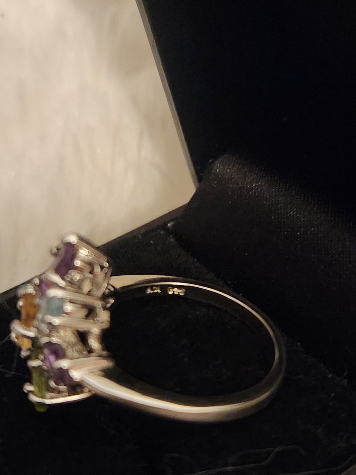 Multi- Gemstone Cluster Ring 925 Silver