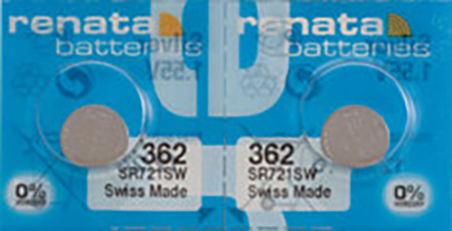 2 x Renata 362 Watch Batteries, 0% MERCURY equivalent SR721SW, Swiss Made