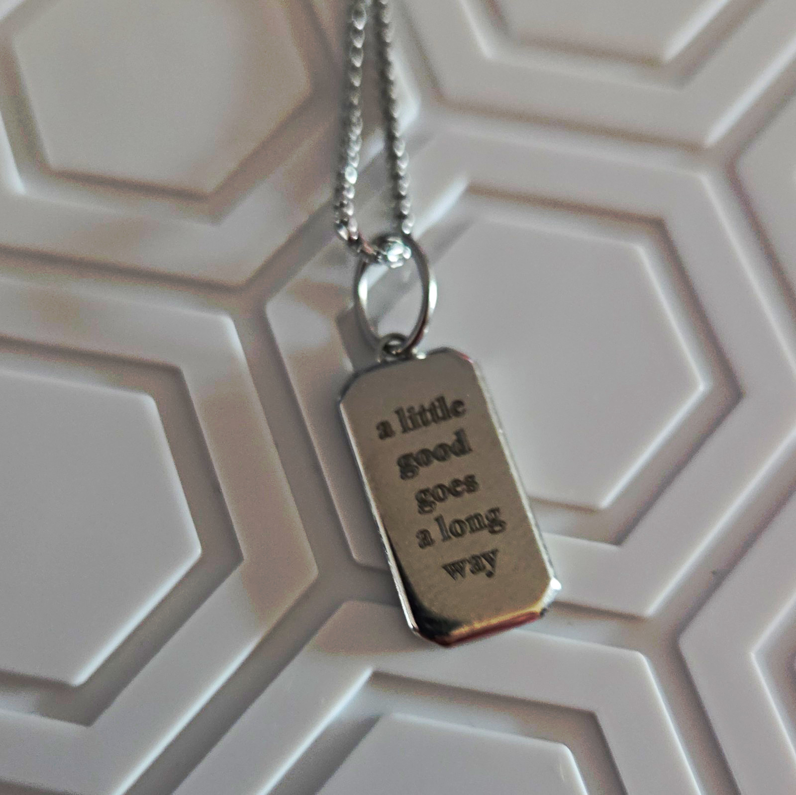 Silver Tone Engraved Inspirational Dog Tag Pendant Necklace Box Chain Lobster