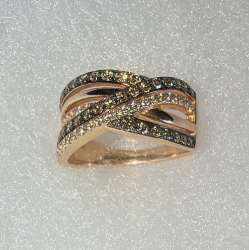 Le Vian Chocolate / White Diamond Ring 5/8 ct tw Round-cut 14K Strawberry Gold 6
