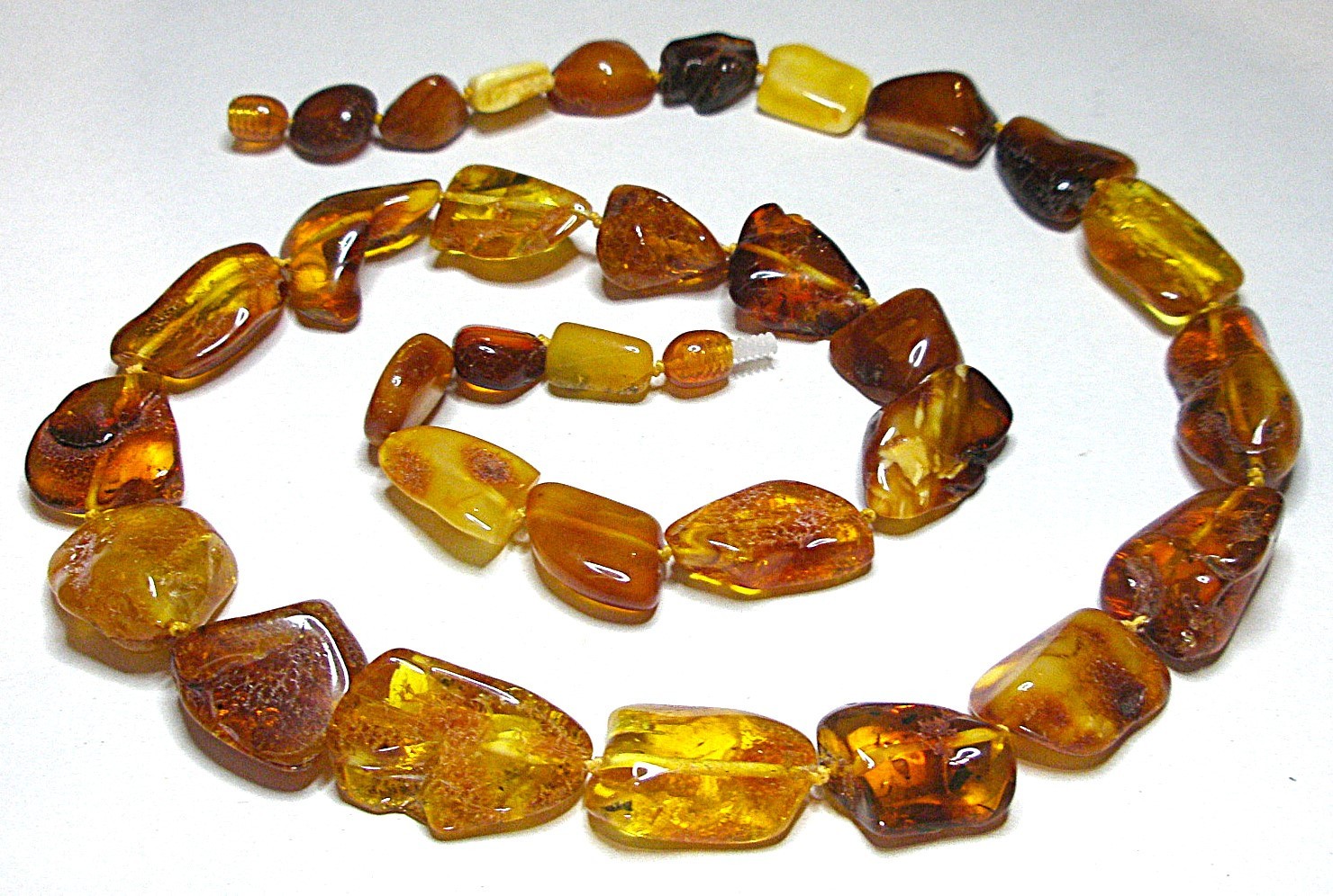 Genuine Polished Baltic Amber Necklace Multicolor 60 cm! – 23.5 inch, Handmade