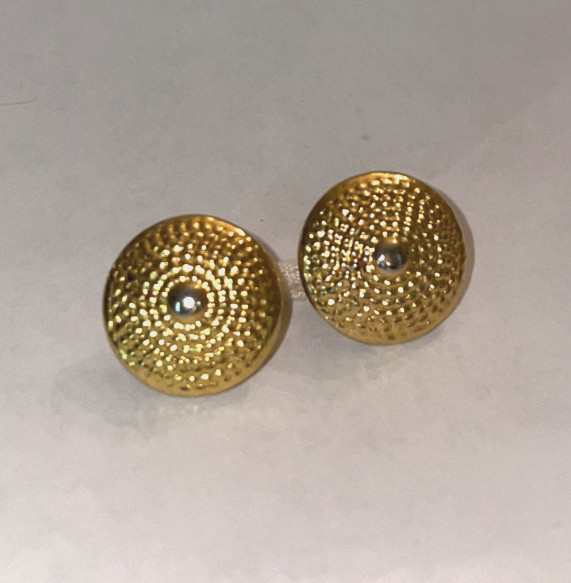 Contemporary Vintage Yellow Gold Plated Circular Cufflinks
