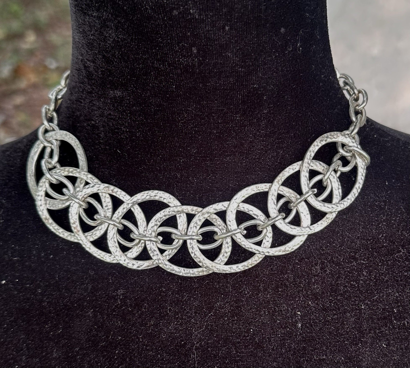 silver-tone bohemian statement choker necklace