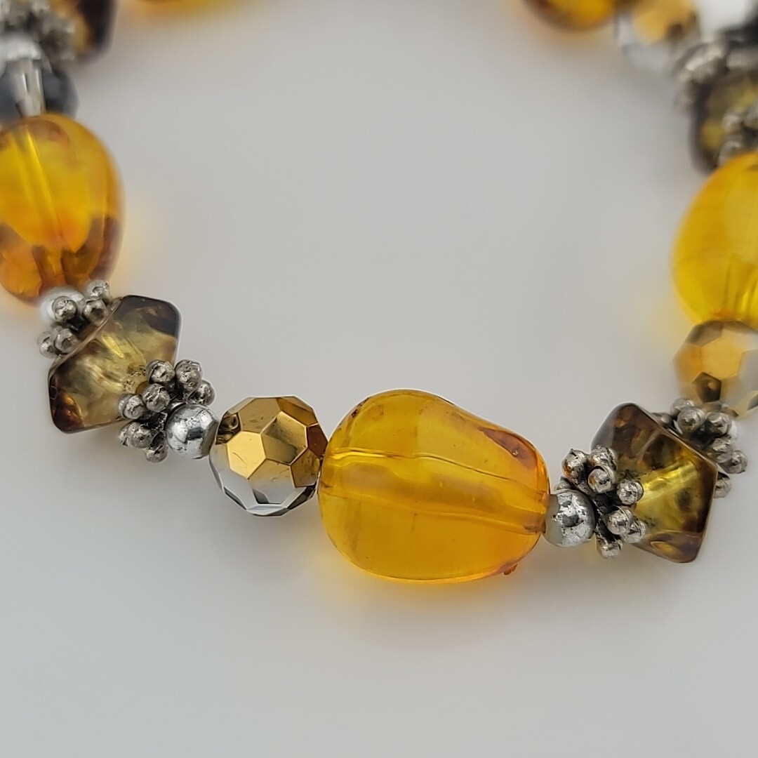Alexa’s Angels Amber Color Beaded Heart Treasure Box 7″ Stretch Bracelet