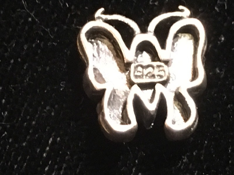 4 pieces – Sterling 925 Silver Butterfly Charm/Bracelet Slide Bead- 1/2″