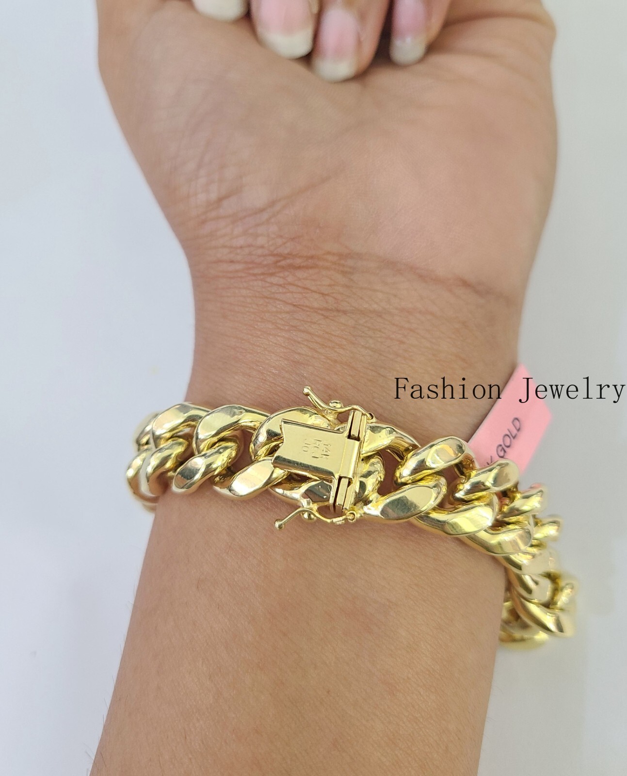 Real 14K Gold Miami Cuban Bracelet Yellow Gold Box Clasp 8″ 13mm Link Thick