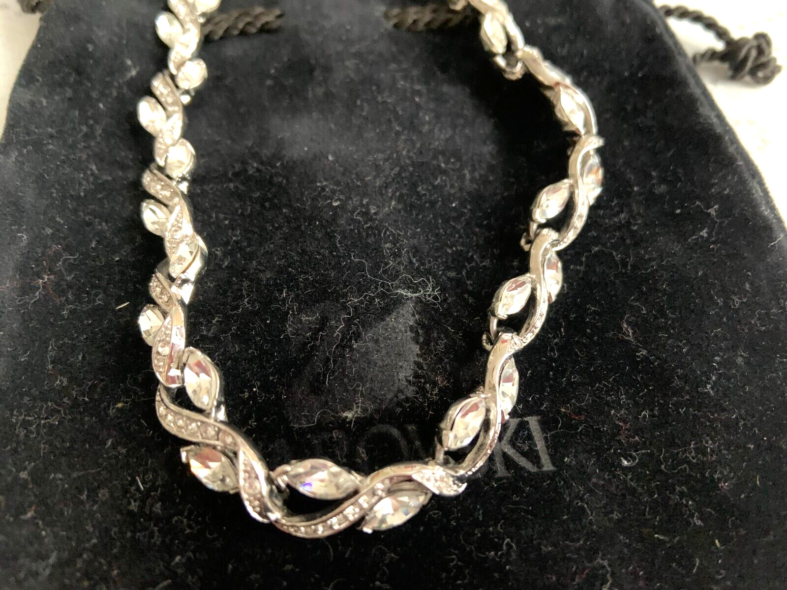 18k white gold plated Swarovski crystal necklace party wedding 15 ” luxury