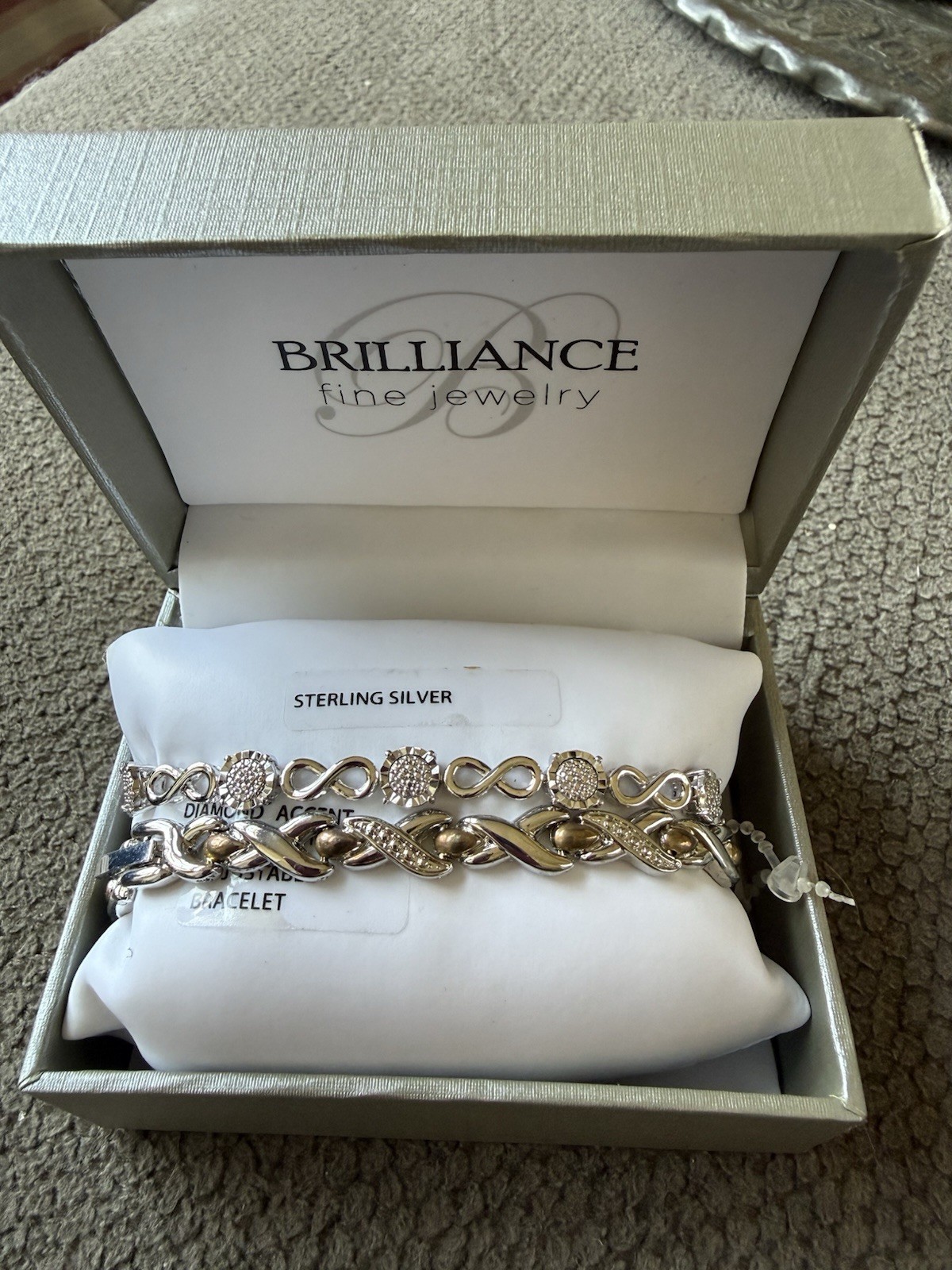 Brilliance 925 Sterling Silver Adjustable Bolo Bracelet, Round White Diamond