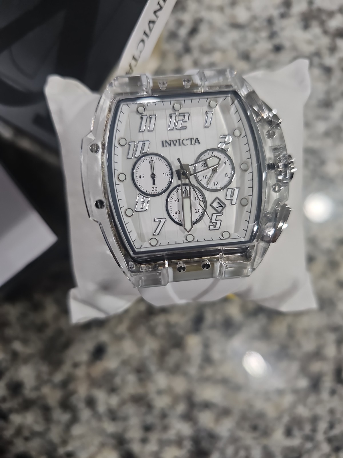 Retail $349.00 Invicta S1 Rally Crystal Chronograph Men’s 47mm Clear Case White