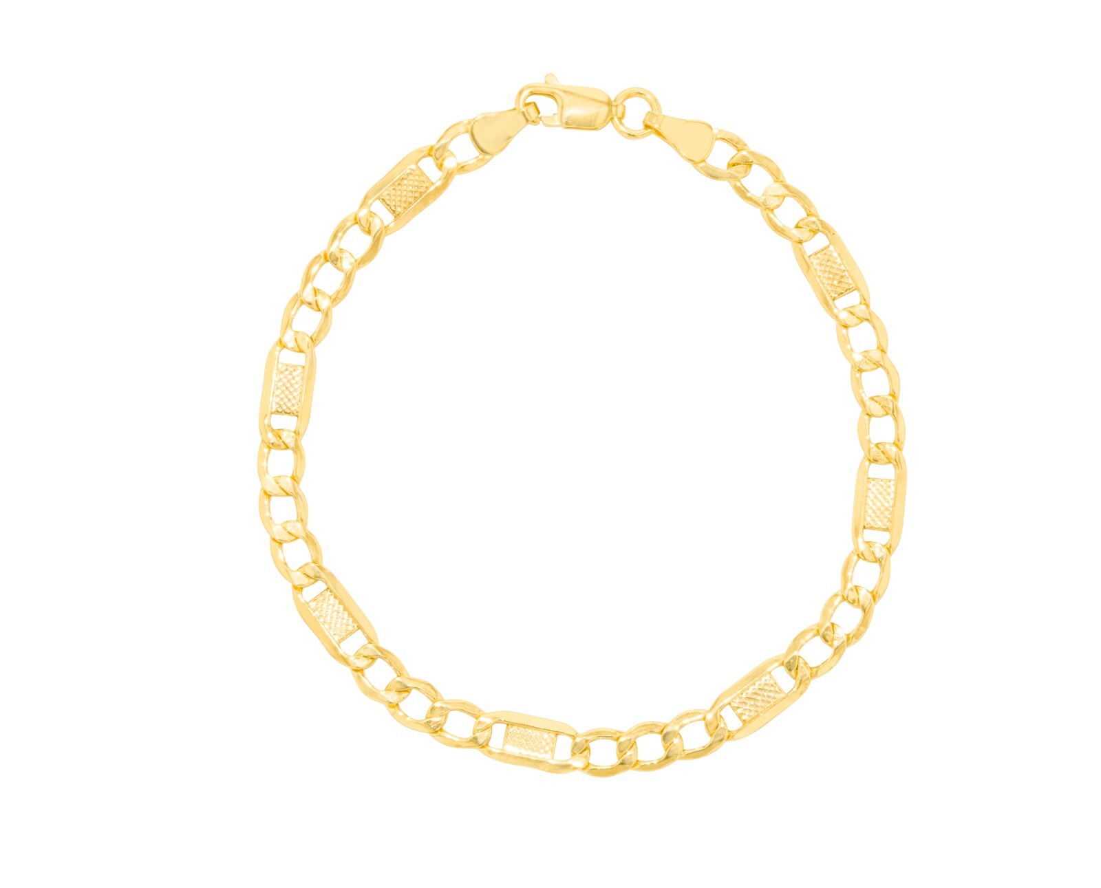 Floreo 10k Yellow Gold 5mm Lite Figaro Bar Chain Bracelet or Anklet