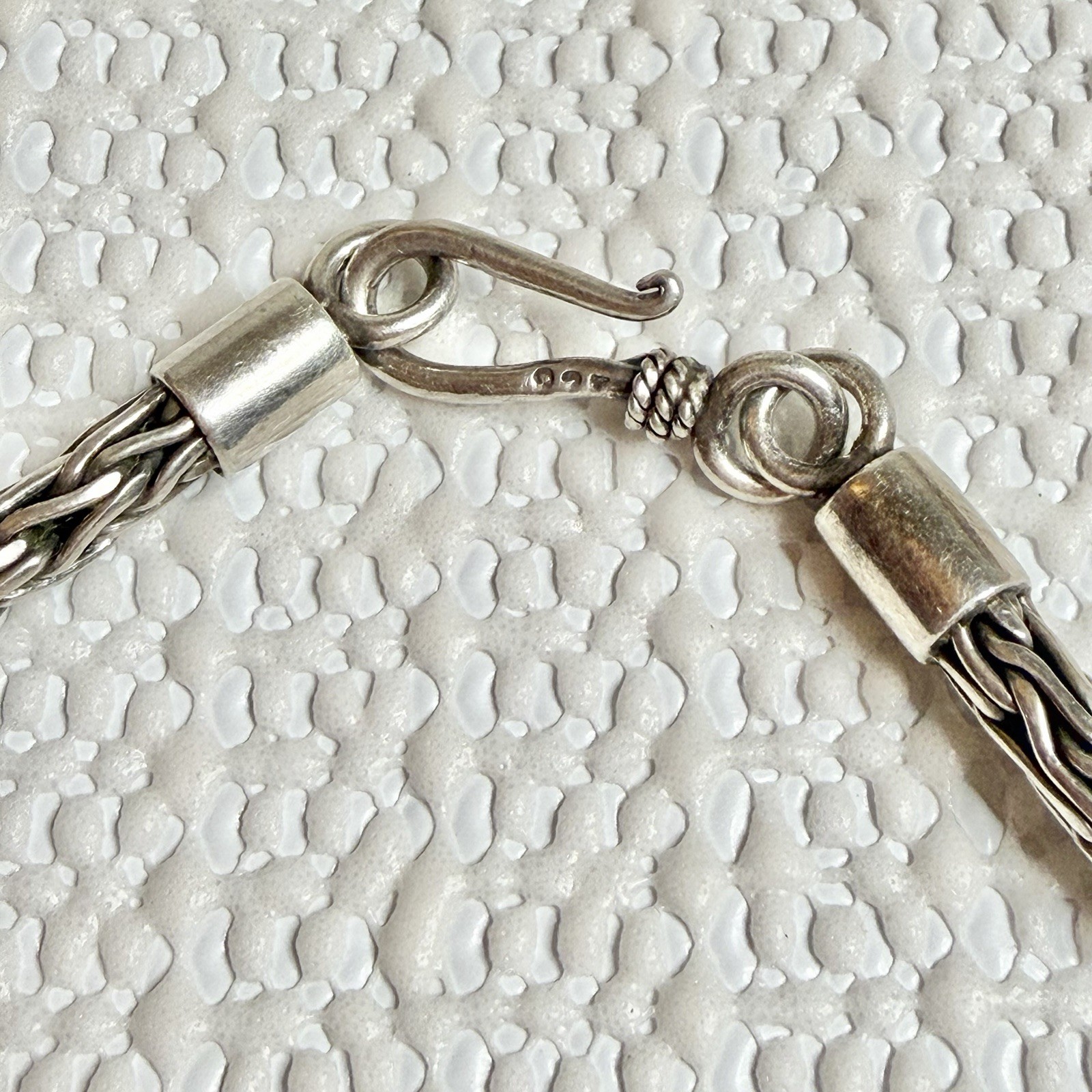 Sterling Silver Foxtail Chain Necklace 16”Hook Clasp Stamped 925 30g