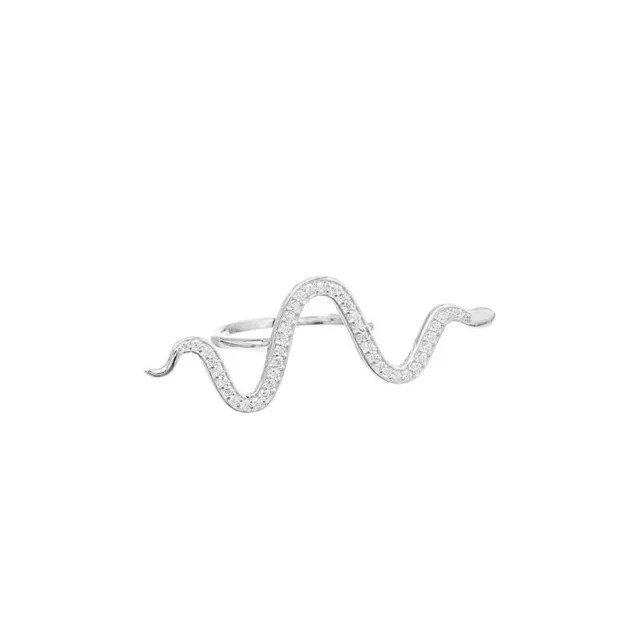2CT Round Cut Lab-Created Diamond Women’s Snake Bar Ring 14K White Gold Plated